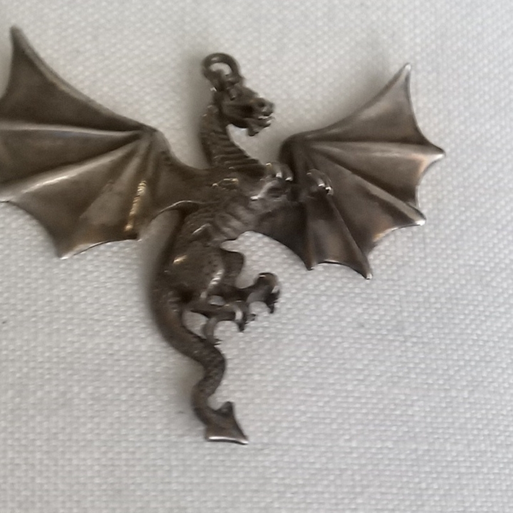 925 Silver Dragon Pendant Necklace - Pets Reptile Accessory